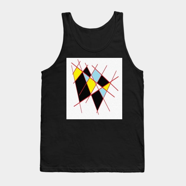 Geometric white black and yellow Tank Top by osileig